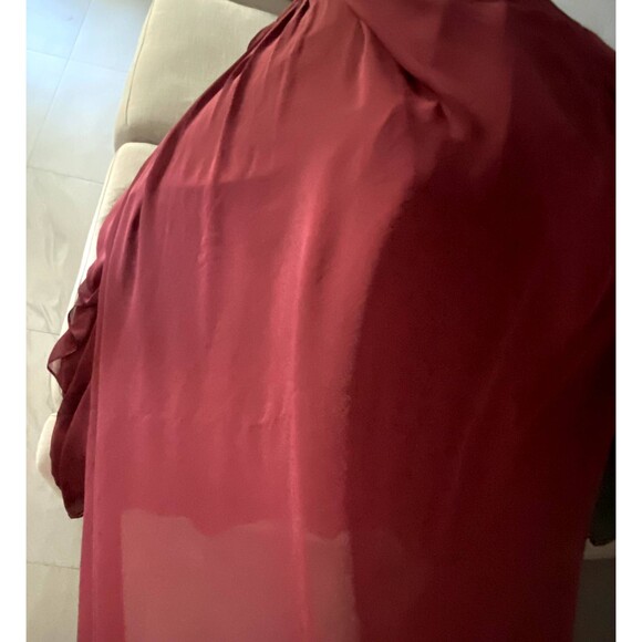 Dessy Collection Sleeveless Draped Chiffon Maxi Dress Size 4R  Burgundy - Picture 7 of 7